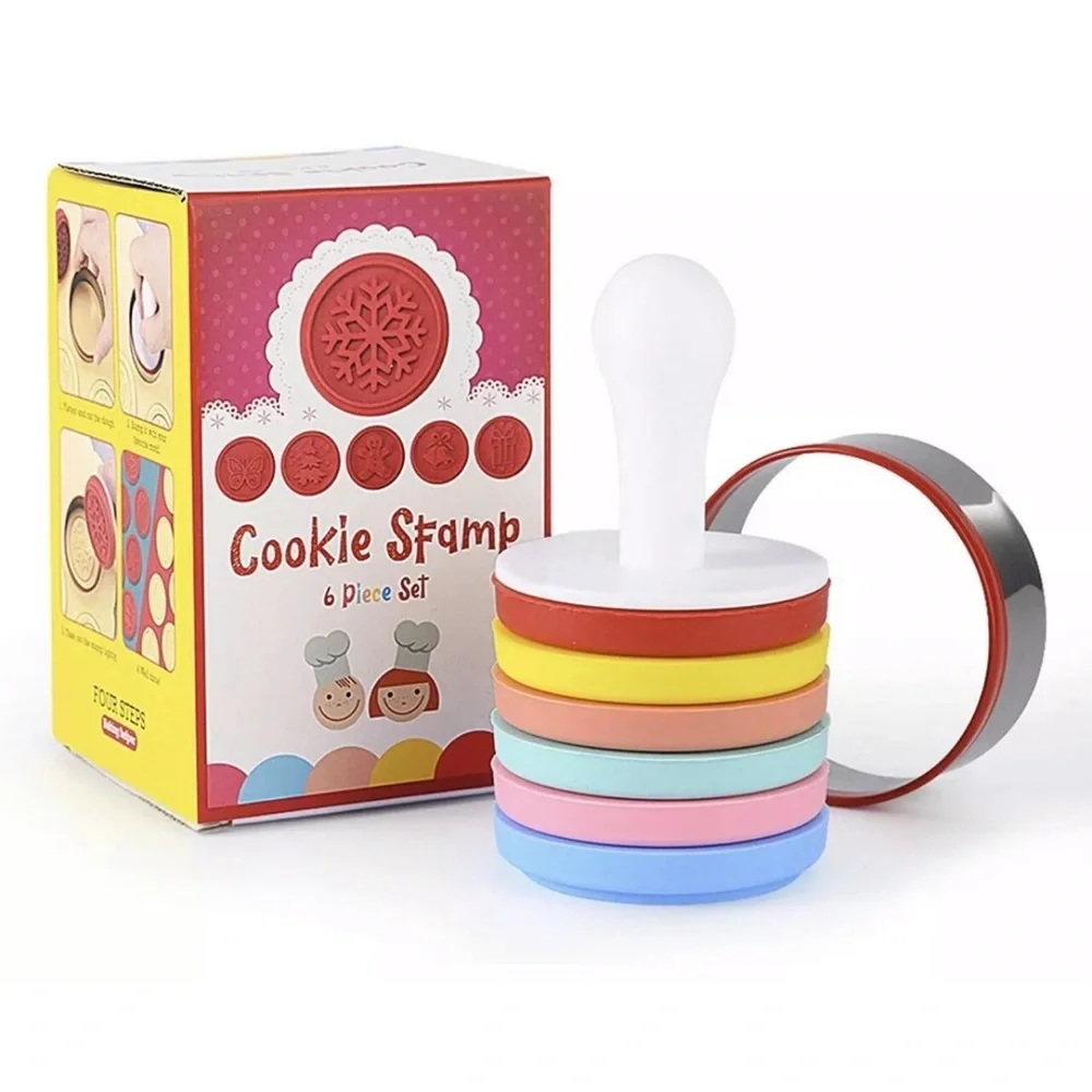 Cute Silicone Christmas Cookie 6 Stamps Set (Blue) Premium Cookies